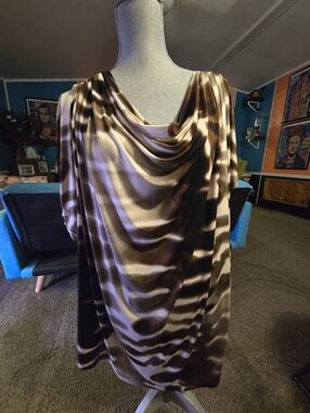 Worthington US Women’s Plus Size 3X Cowell Neck Sleeveless Top Tie Dye Look Cute
